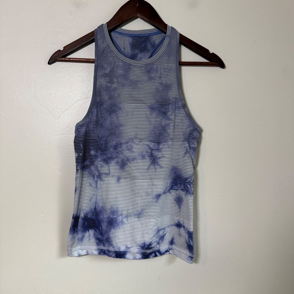 Lululemon Swiftly Tech Tie Dye Stripe Racerback Tank Top Size 4 Purple